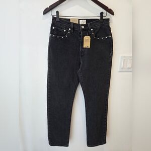 Levis Original 501 Dark Gray Black Denim Jeans High Rise Straight Leg 27 30